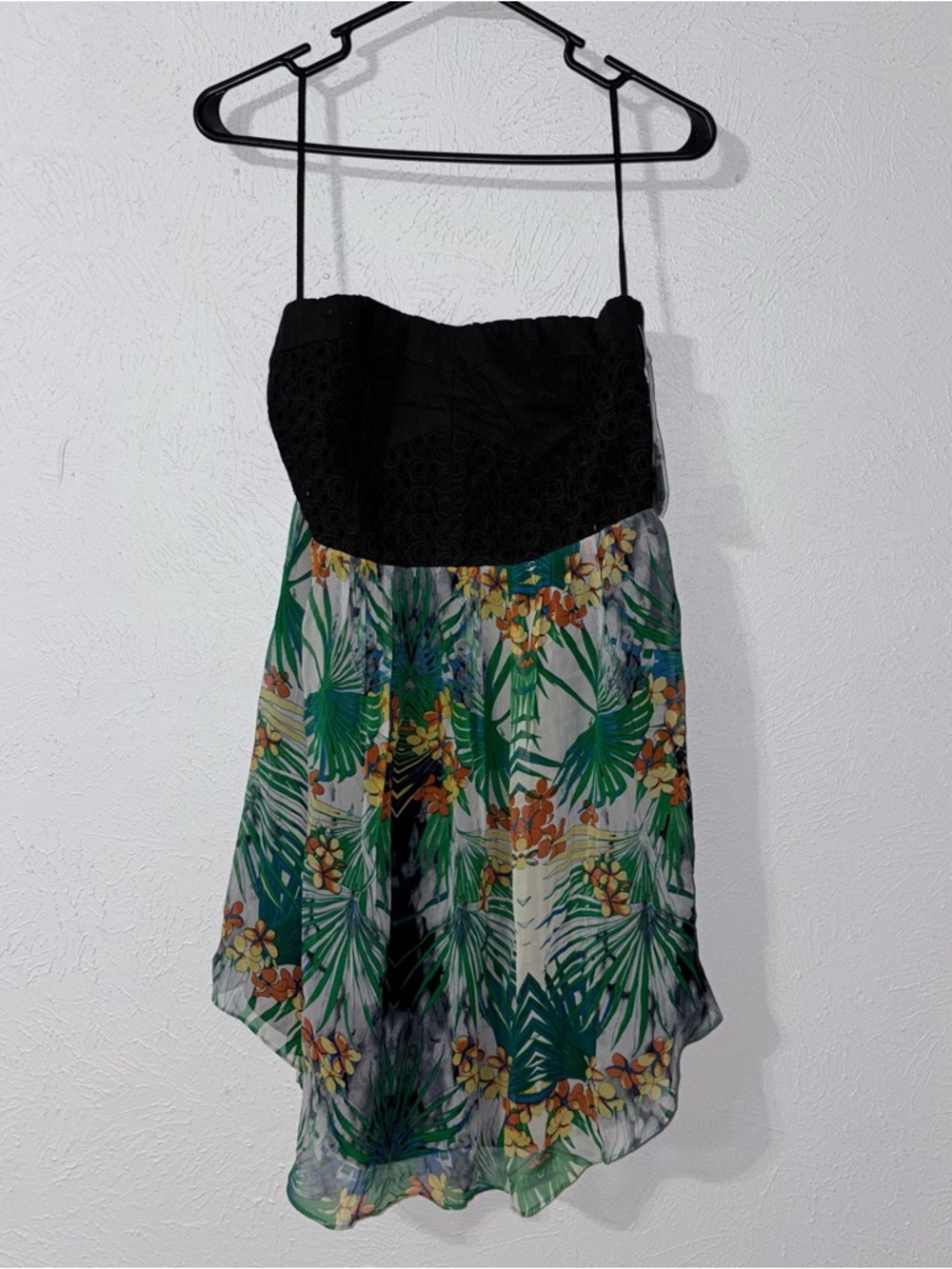 Line & Dot Silk Strapless Dress Tropical Floral Zip Womens Tagged Medium Chic